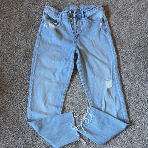 Old Navy Light Blue Straight Leg Distressed Jeans